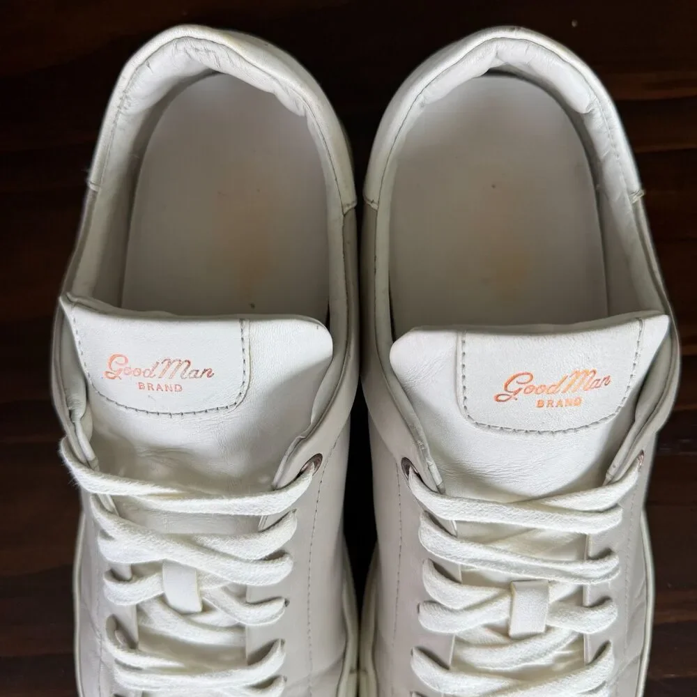 Good Man Brand Edge White Leather Casual Sneaker Shoes Low Top Men's Size 12